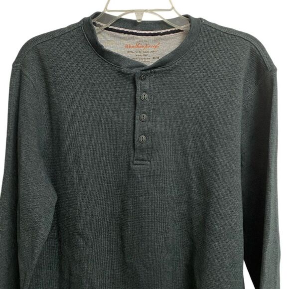 Weatherproof Vintage Long Sleeve Henley Shirt Men's Size M Pullover Green Comfy - Picture 2 of 12